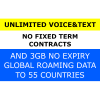 UNLIMITED Voice and Text with 3GB GR Data
